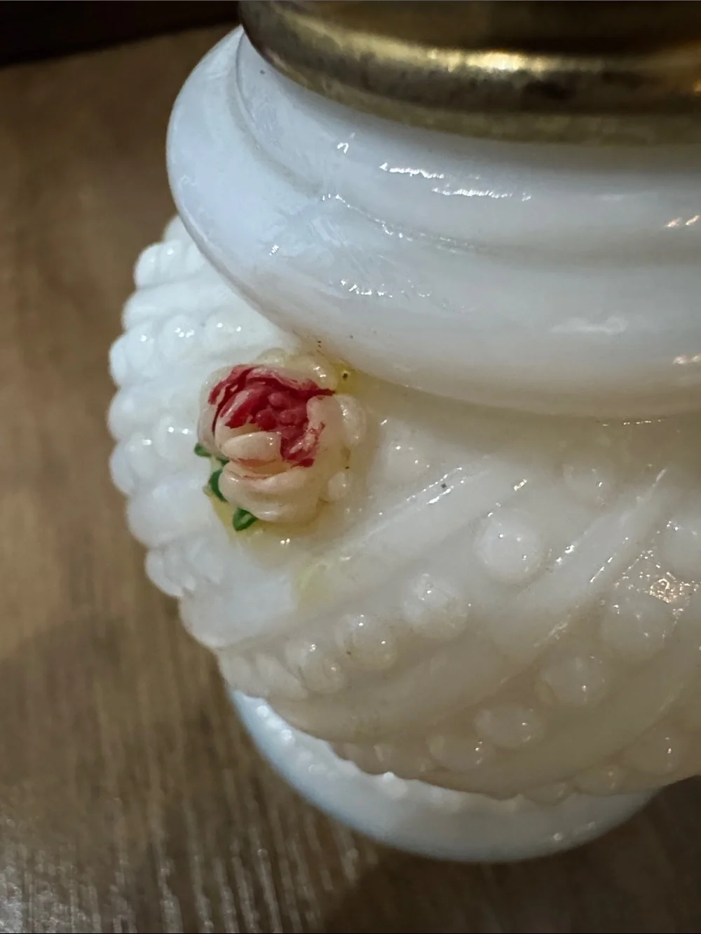Vintage mini milk glass oil lamp.